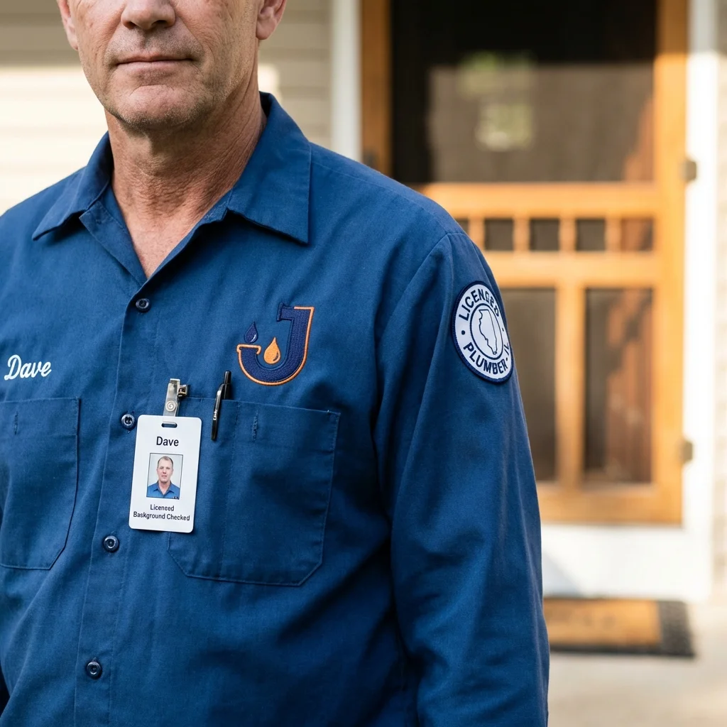 Licensed plumber showing ID badge in Leadville, CO