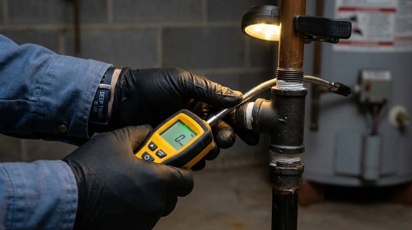 Gas leak detection with electronic sniffer by Johns Plumbing LLC in Leadville